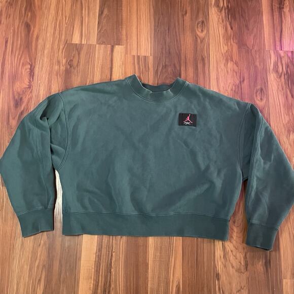 Jordan Flight Fleece Women’s L Loose Fit Oversized Crewneck Mod Crop Sweatshirt - Picture 3 of 10